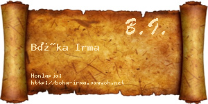 Bóka Irma névjegykártya